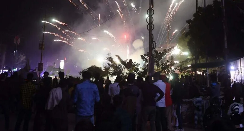 New Year aerial firing
